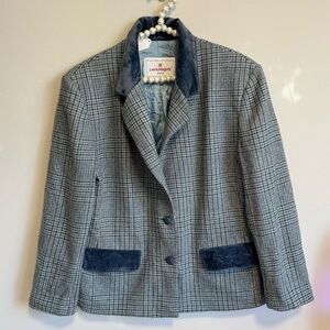 laura biagiotti blue plaid blazer